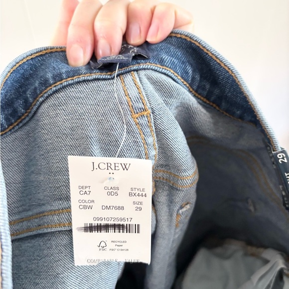 J Crew essential straight high rise dark wash raw hem jeans size 29 new - Picture 10 of 12